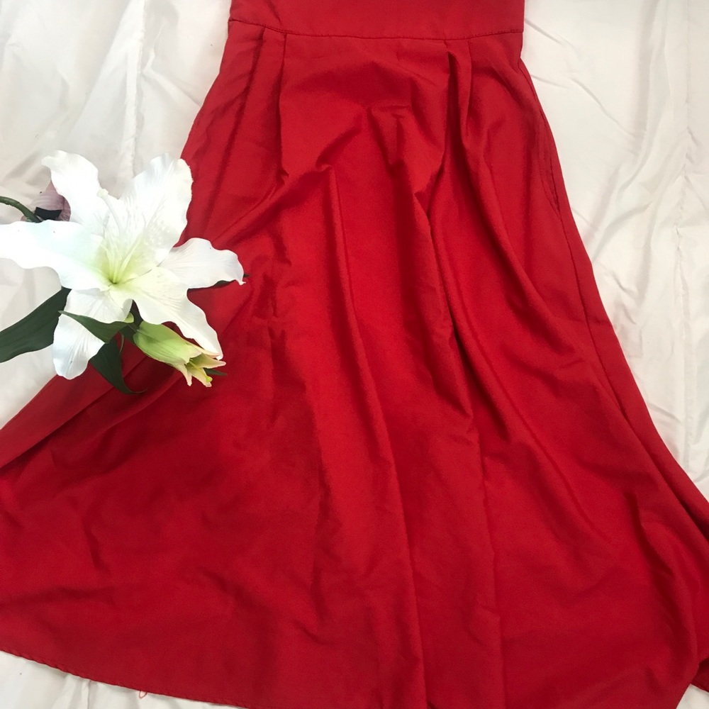 Red long skirt